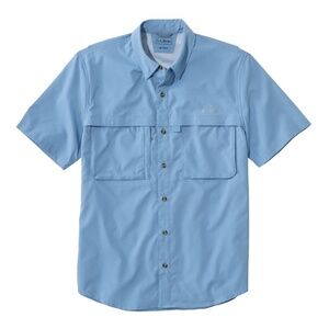LL Bean‎ Mens XXL Tall Light Blue Short Sleeve Fishing Hiking Outdoor Shirt